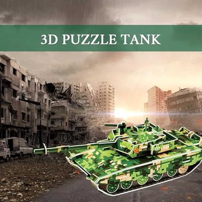 3D PUZZLE TYPE BATTLE TANK, WAR MACHINE CRAFT MODEL KITS FOR ADULTS FOR BUILDING, 3D PUZZLES FOR ADULTS AND TEENAGERS, HOME DECORATION, COLLECTION - Image 3